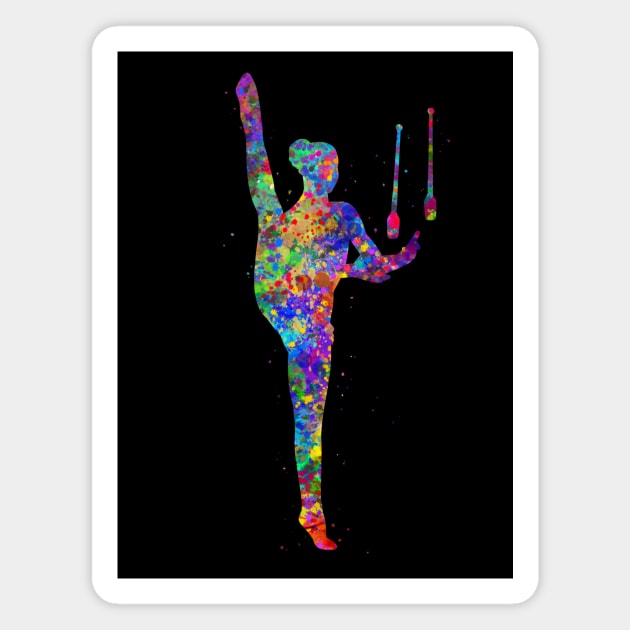 Rhythmic gymnastics juggling watercolor art Magnet by Yahya Art